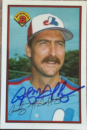 Andy McGaffigan Signed 1989 Bowman Tiffany Baseball Card - #356 Montreal Expos
