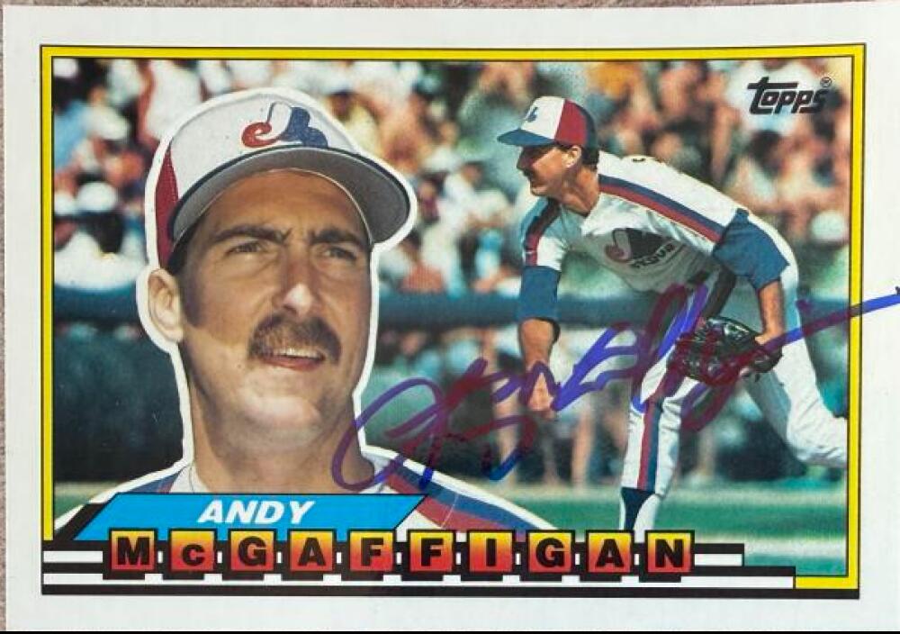 Andy McGaffigan Signed 1989 Topps Big Baseball Card - Montreal Expos #315
