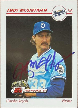 Andy McGaffigan Signed 1991 Line Drive AAA Baseball Card - Omaha Royals #342