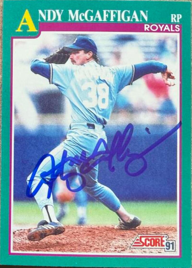 Andy McGaffigan Signed 1991 Score Baseball Card - Kansas City Royals #619