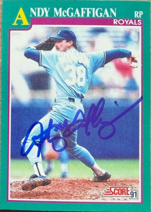 Andy McGaffigan Signed 1991 Score Baseball Card - Kansas City Royals #619