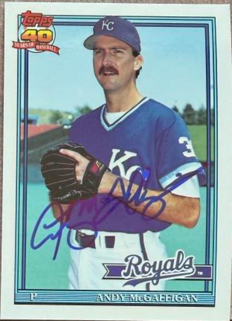 Andy McGaffigan Signed 1991 Topps Tiffany Baseball Card - Kansas City Royals #671