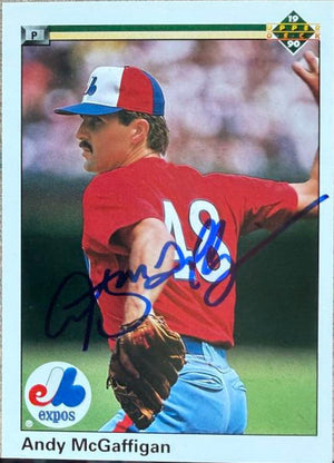 Andy McGaffigan Signed 1990 Upper Deck Baseball Card - Montreal Expos #597 ERR