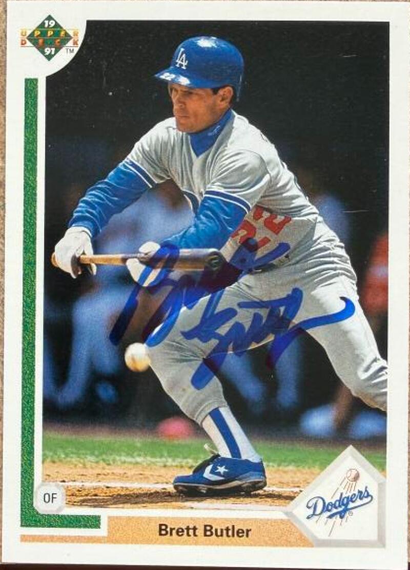 Brett Butler Signed 1991 Upper Deck Baseball Card - Los Angeles Dodgers #732
