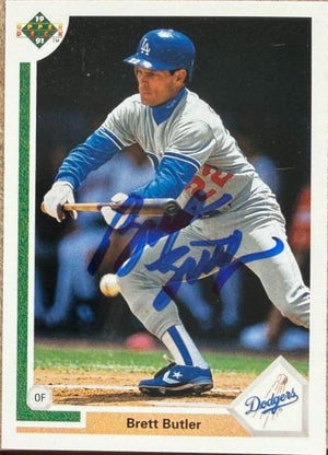 Brett Butler Signed 1991 Upper Deck Baseball Card - Los Angeles Dodgers #732