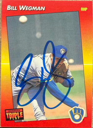Bill Wegman Signed 1992 Triple Play Baseball Card -Milwaukee Brewers #185