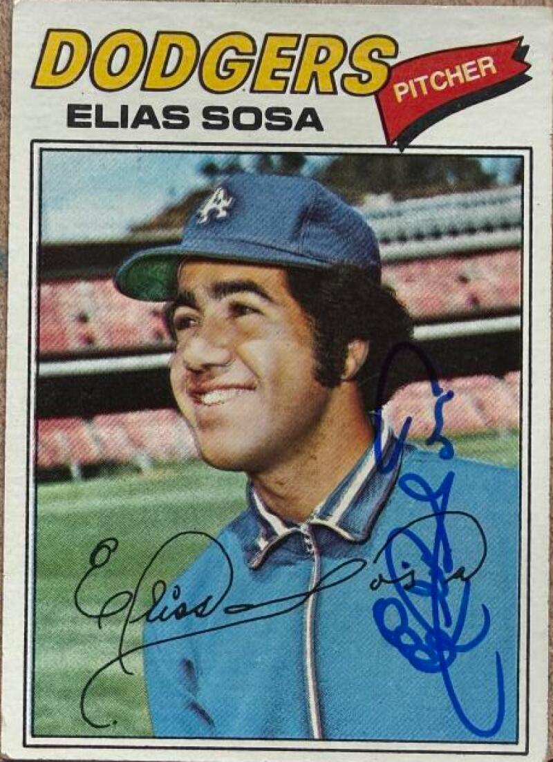 Elias Sosa Signed 1977 Topps Baseball Card - Los Angeles Dodgers #558