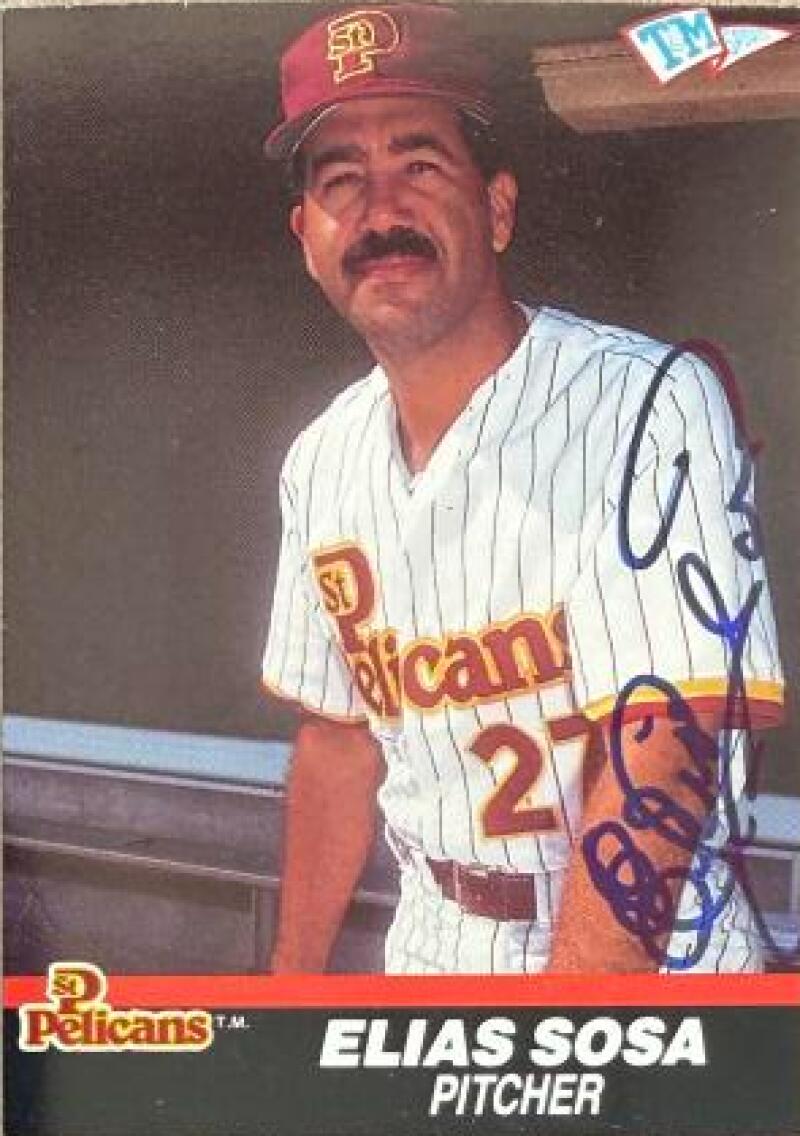 Elias Sosa Signed 1989-90 T&M Senior League Baseball Card - St. Petersburg Pelicans  #97