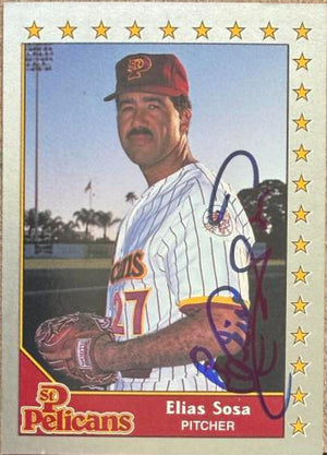 Elias Sosa Signed 1990 Pacific Senior League Baseball Card - St. Petersburg Pelicans #8