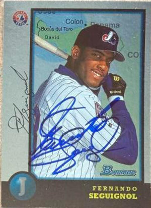 Fernando Seguignol Signed 1998 Bowman International Baseball Card - Montreal Expos #394