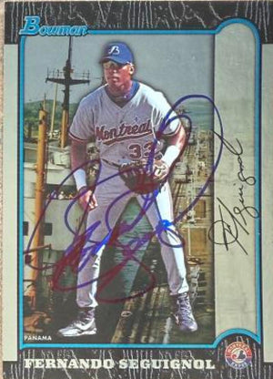 Fernando Seguignol Signed 1999 Bowman International Baseball Card - Montreal Expos #205