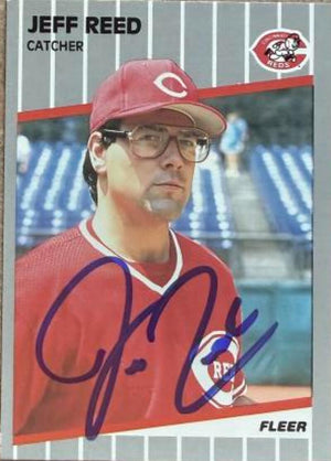 Jeff Reed Signed 1989 Fleer GLOSSY Baseball Card - Cincinnati Reds #167