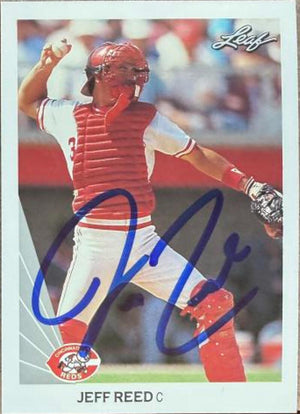 Jeff Reed Signed 1990 Leaf Baseball Card - Cincinnati Reds #505