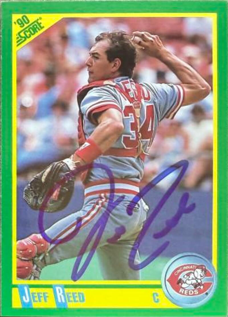 Jeff Reed Signed 1990 Score Baseball Card - Cincinnati Reds #147