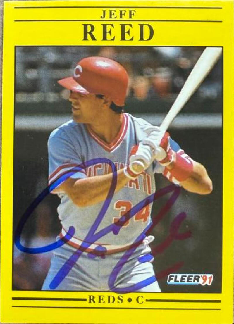 Jeff Reed Signed 1991 Fleer Baseball Card - Cincinnati Reds #78