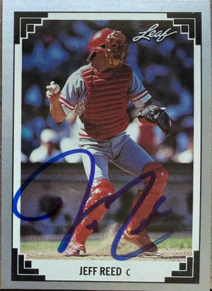 Jeff Reed Signed 1991 Leaf Baseball Card - Cincinnati Reds #102