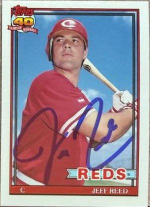 Jeff Reed Signed 1991 Topps TIFFANY Baseball Card - Cincinnati Reds #419