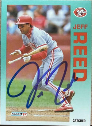 Jeff Reed Signed 1992 Fleer Baseball Card - Cincinnati Reds #418