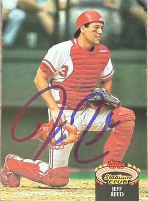 Jeff Reed Signed 1992 Stadium Club Baseball Card - Cincinnati Reds #487