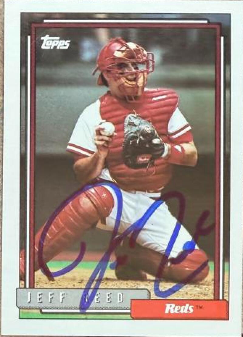 Jeff Reed Signed 1992 Topps Baseball Card - Cincinnati Reds #91