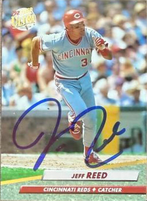 Jeff Reed Signed 1992 Fleer Ultra Baseball Card - Cincinnati Reds #195
