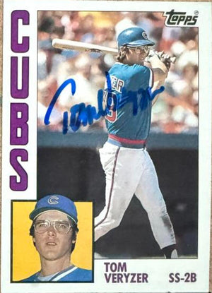 Tom Veryzer Signed 1984 Topps Baseball Card - Chicago Cubs #117