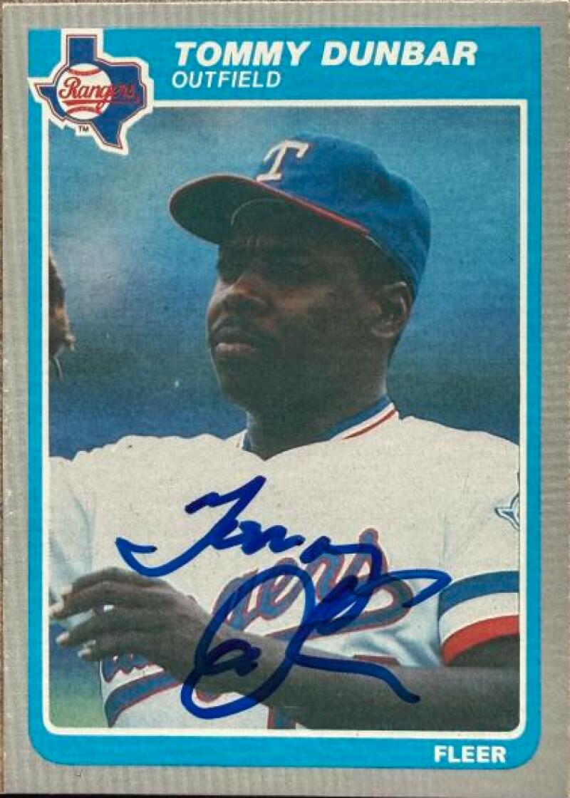 Tommy Dunbar Signed 1985 Fleer Update Baseball Card - Texas Rangers