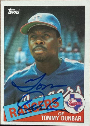 Tommy Dunbar Signed 1985 Topps Baseball Card - Texas Rangers #102