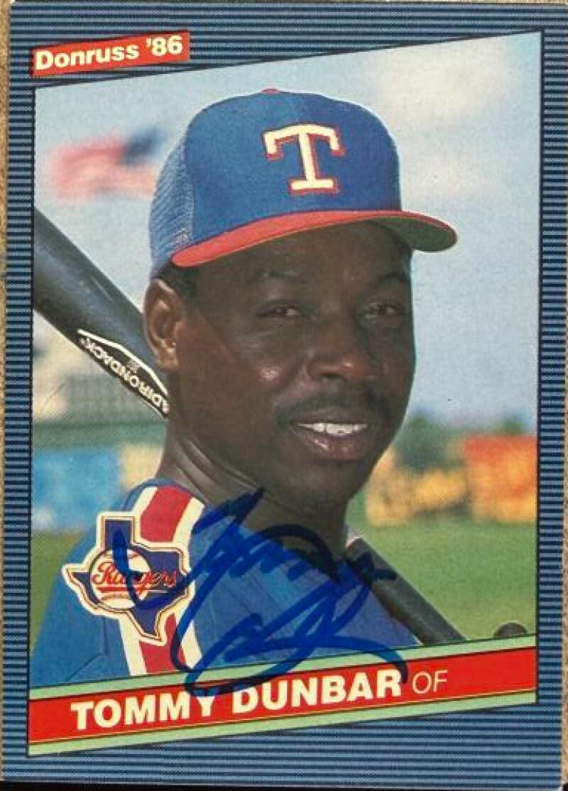 Tommy Dunbar Signed 1986 Donruss Baseball Card - Texas Rangers #221