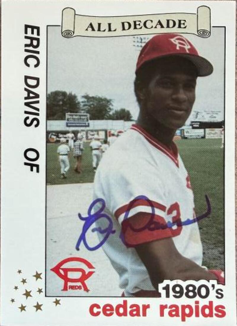 Eric Davis Signed 1990 Best All-Decade Baseball Card - Cedar Rapids Reds #1