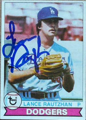 Lance Rautzhan Signed 1979 Topps Baseball Card - Los Angeles Dodgers #373