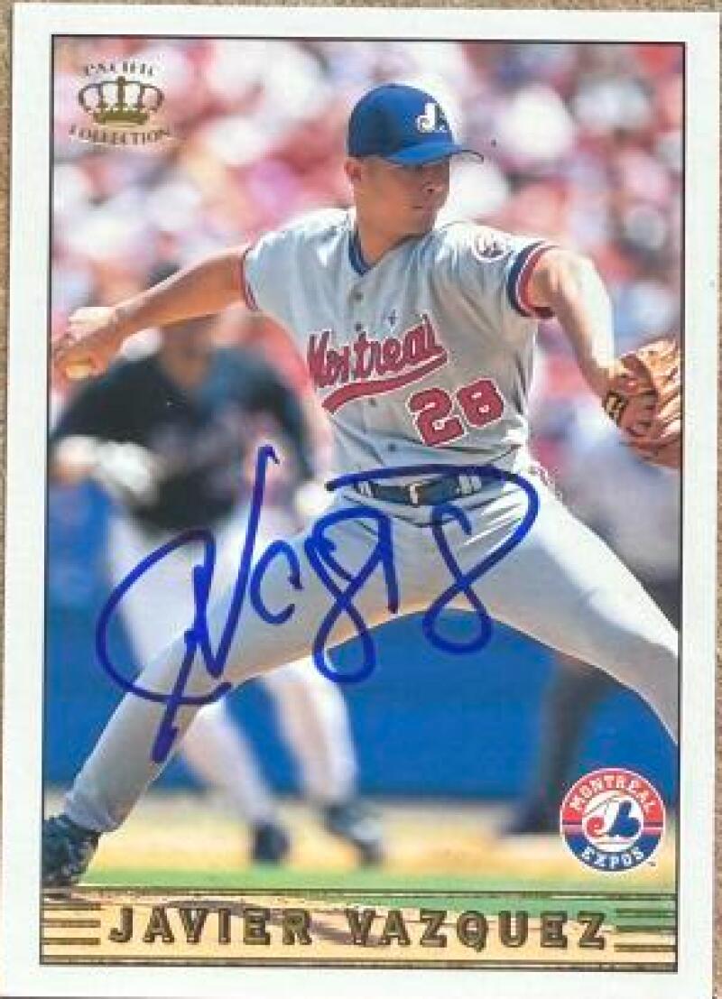 Javier Vazquez Signed 1999 Pacific Crown Collection Baseball Card - Montreal Expos #176
