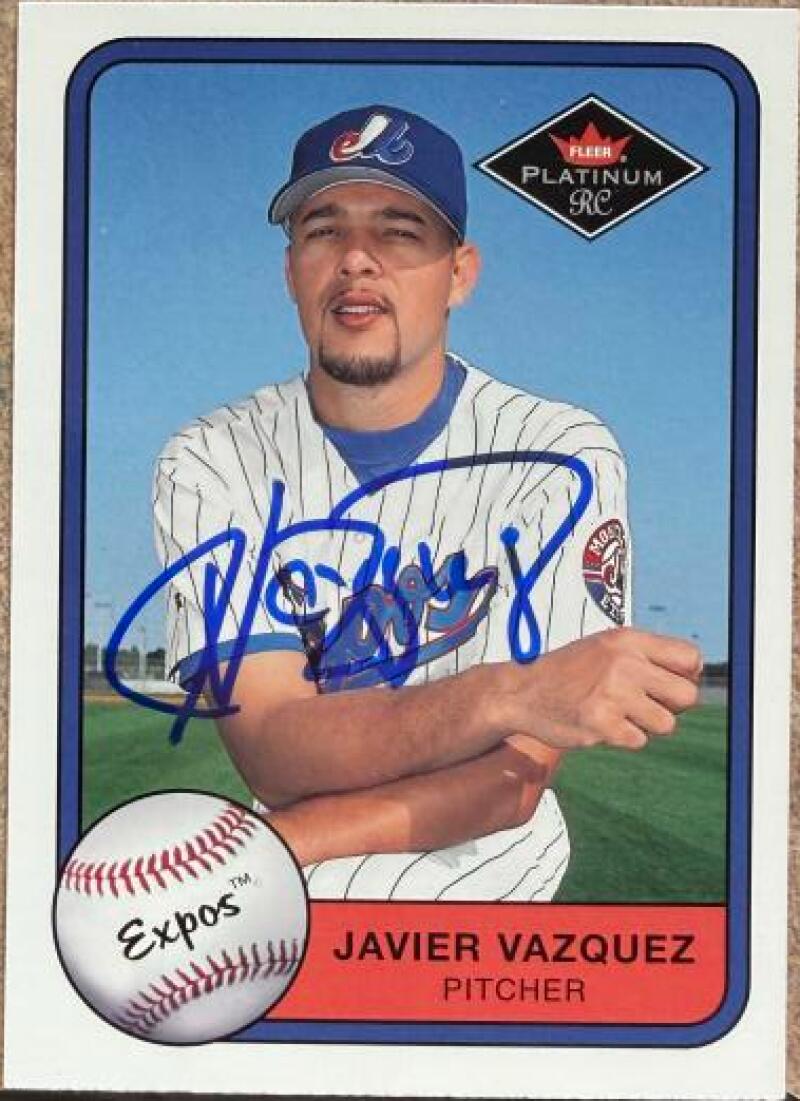 Javier Vazquez Signed 2001 Fleer Platinum Baseball Card - Montreal Expos #312