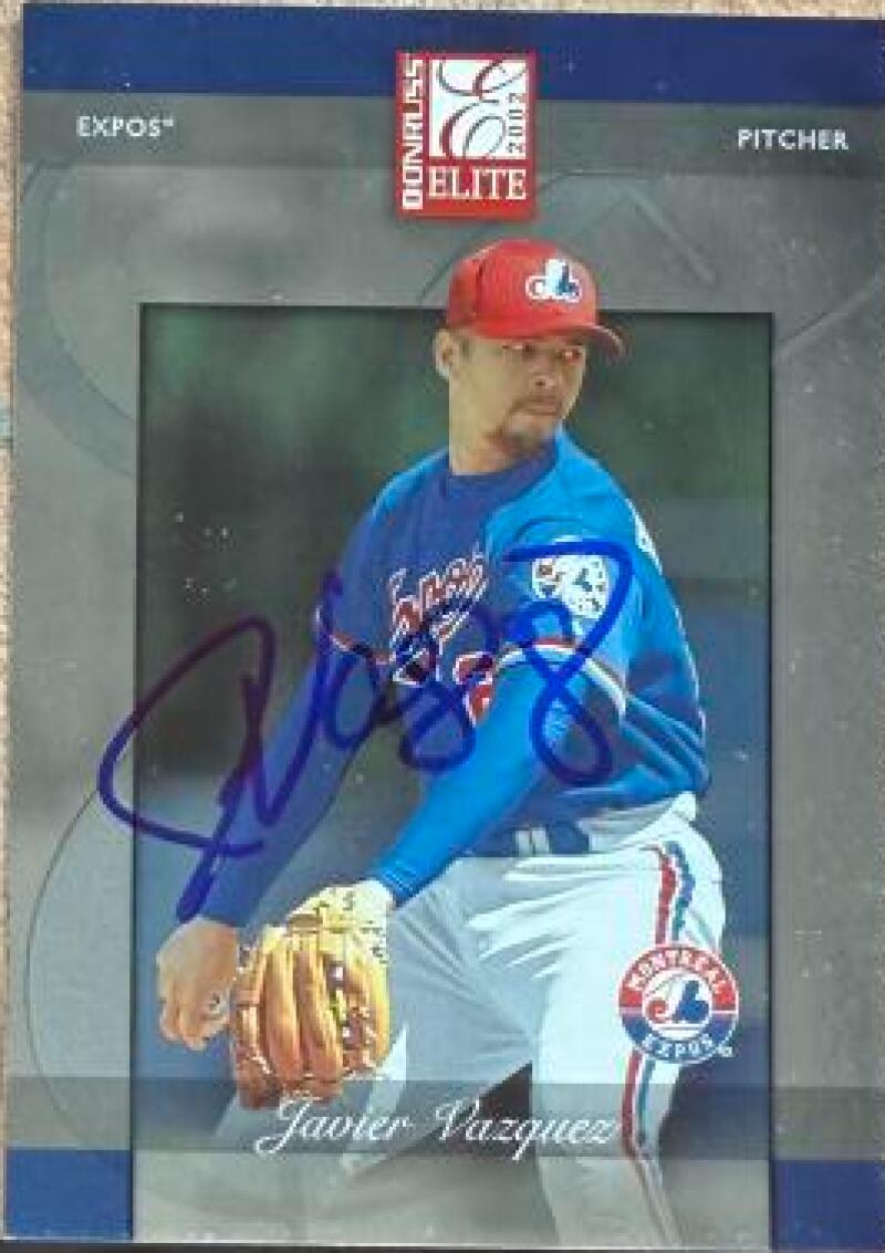 Javier Vazquez Signed 2002 Donruss Elite Baseball Card - Montreal Expos #49