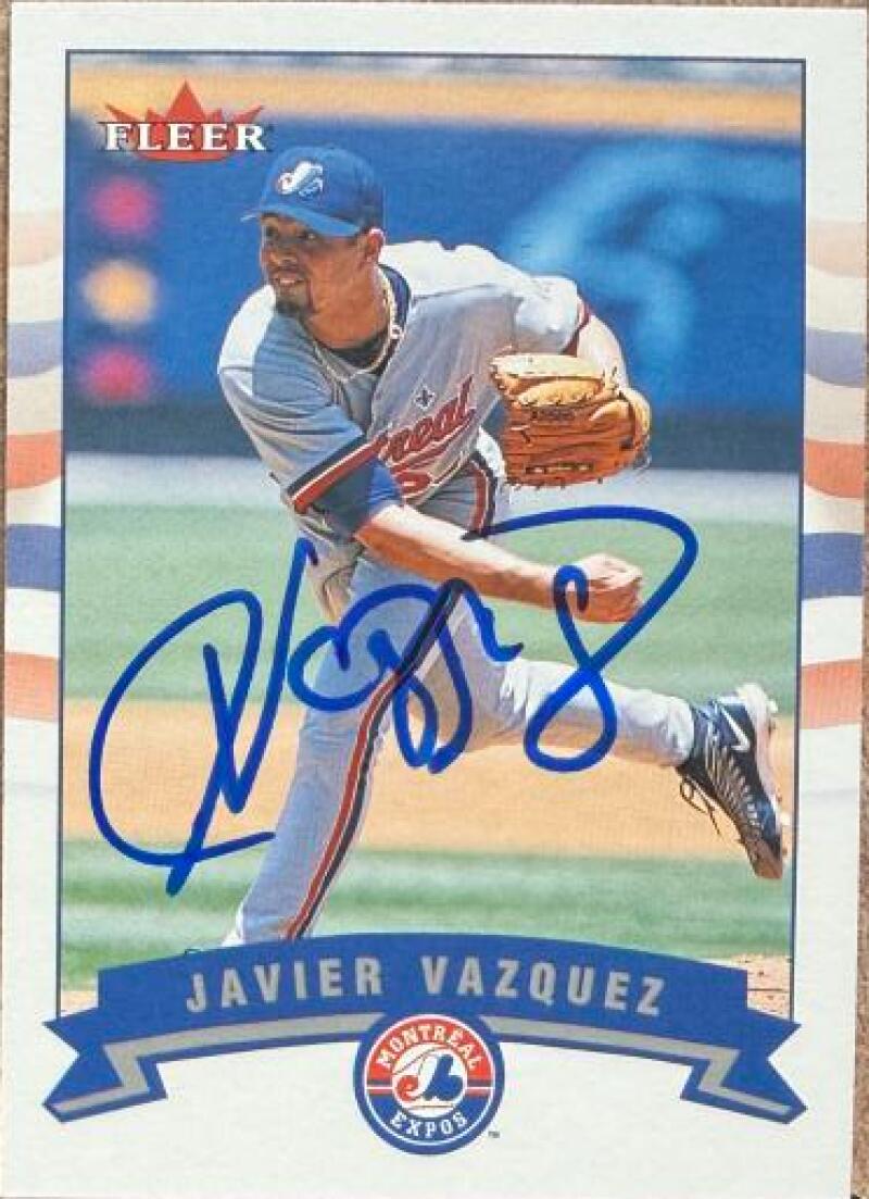 Javier Vazquez Signed 2002 Fleer Baseball Card - Montreal Expos #171