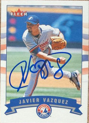 Javier Vazquez Signed 2002 Fleer Baseball Card - Montreal Expos #171