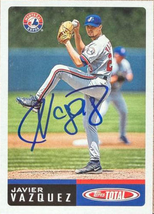 Javier Vazquez Signed 2002 Topps Total Baseball Card - Montreal Expos #152