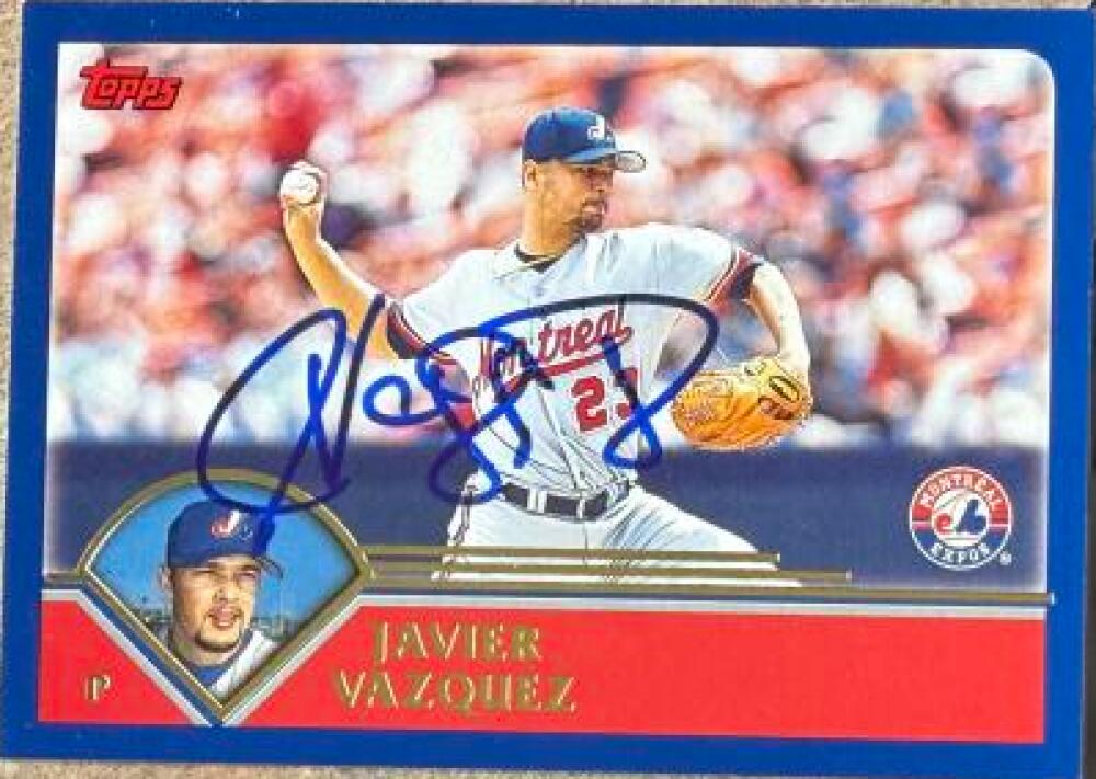 Javier Vazquez Signed 2003 Topps Baseball Card - Montreal Expos #385