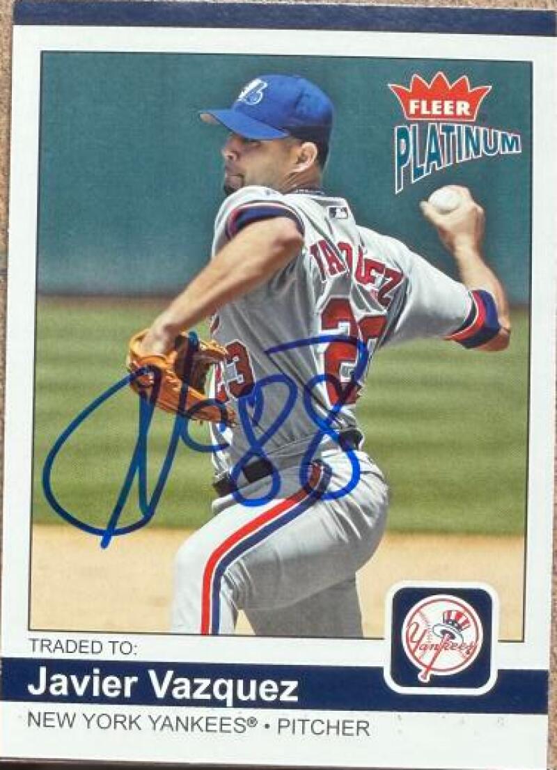Javier Vazquez Signed 2004 Fleer Platinum Baseball Card - New York Yankees #25