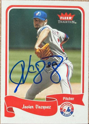 Javier Vazquez Signed 2004 Fleer Tradition Baseball Card - Montreal Expos #103