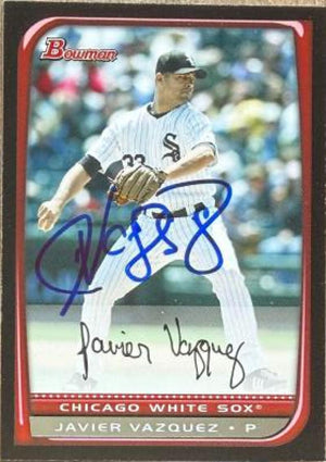 Javier Vazquez Signed 2008 Bowman Baseball Card - Chicago White Sox #31