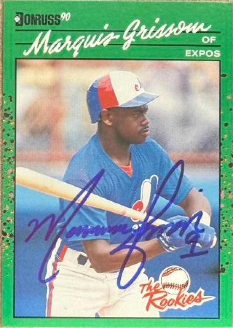 Marquis Grissom Signed 1990 Donruss Rookies Baseball Card - Montreal Expos RC #45