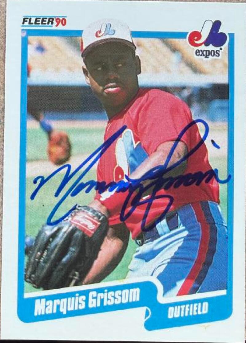 Marquis Grissom Signed 1990 Fleer Baseball Card - Montreal Expos RC #347