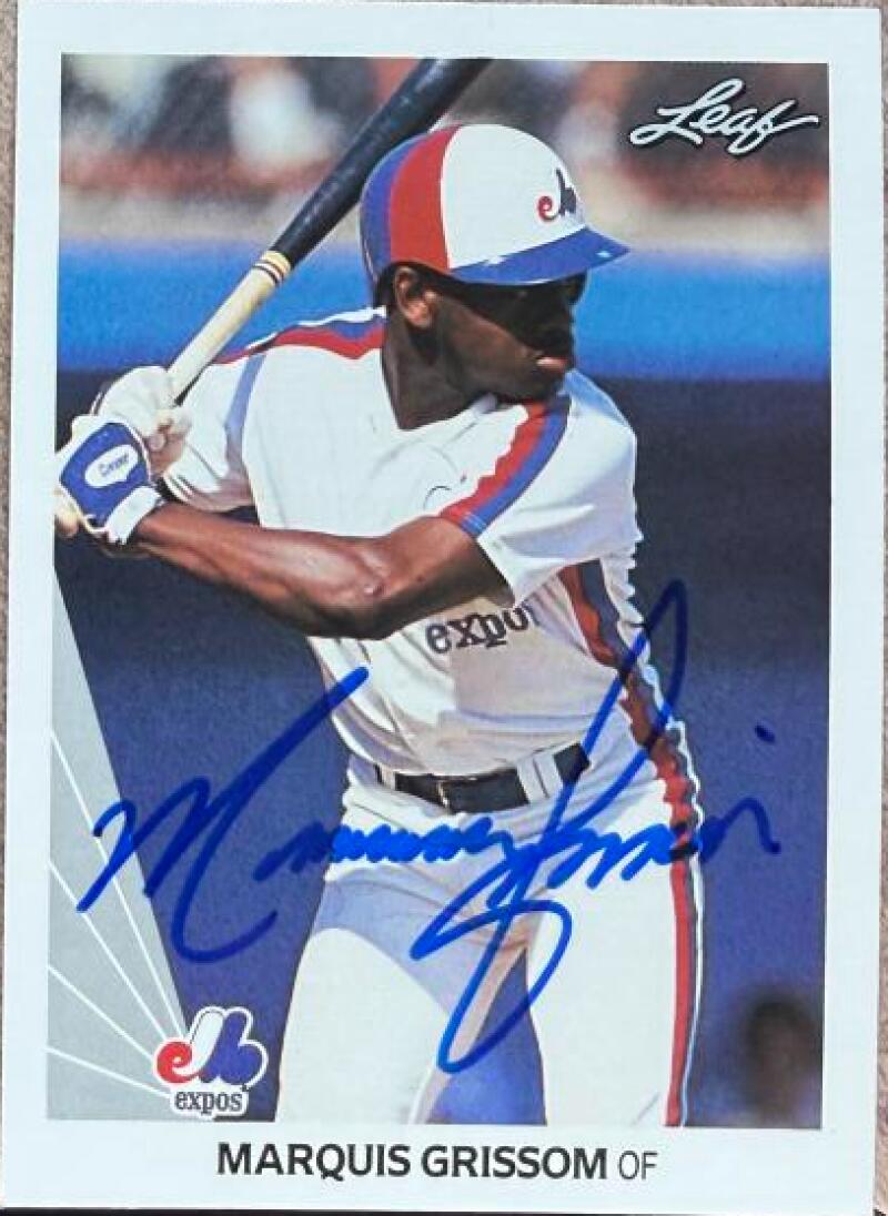 Marquis Grissom Signed 1990 Leaf Baseball Card - Montreal Expos RC #107