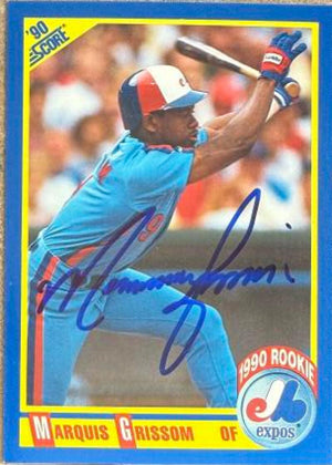 Marquis Grissom Signed 1990 Score Baseball Card - Montreal Expos RC #591