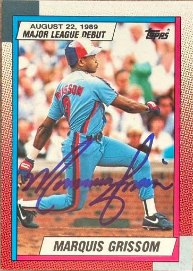 Marquis Grissom Signed 1990 Topps Major League Debut 1989 Baseball Card - Montreal Expos #48