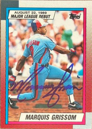 Marquis Grissom Signed 1990 Topps Major League Debut 1989 Baseball Card - Montreal Expos #48