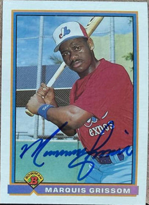 Marquis Grissom Signed 1991 Bowman Baseball Card - Montreal Expos #435
