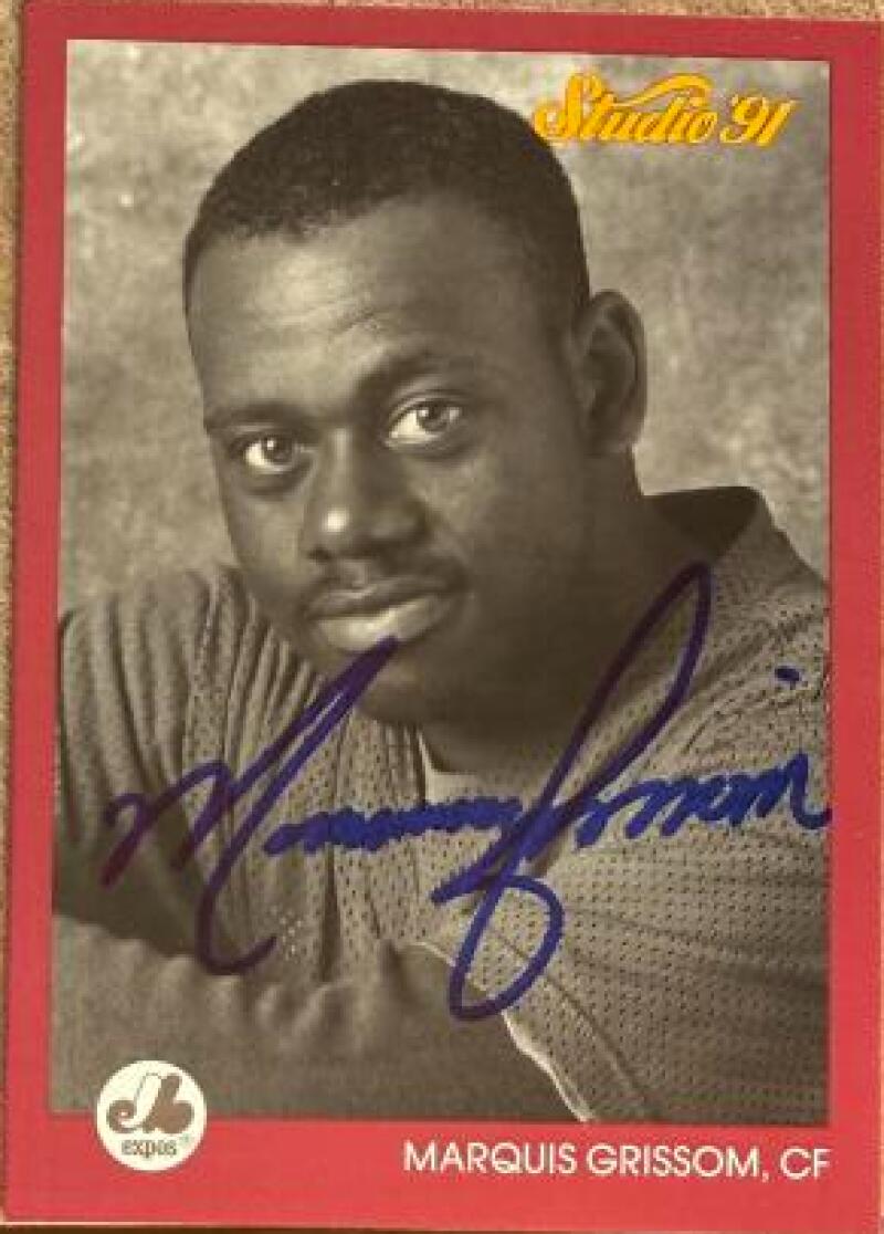 Marquis Grissom Signed 1991 Studio Baseball Card - Montreal Expos #198