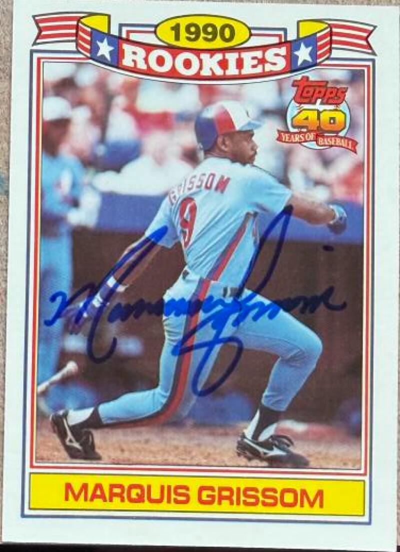 Marquis Grissom Signed 1991 Topps Glossy Rookies Baseball Card - Montreal Expos #10
